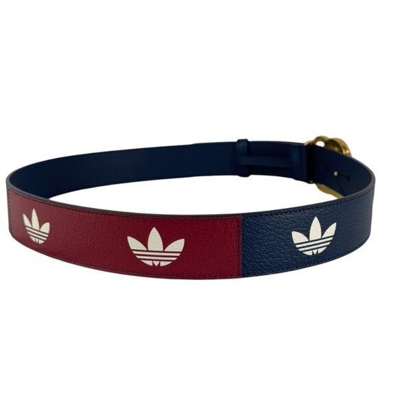 GUCCI X ADIDAS Marmont Navy Blue & Red Leather GG Buckle Men's Belt 100-40 - Picture 4 of 10
